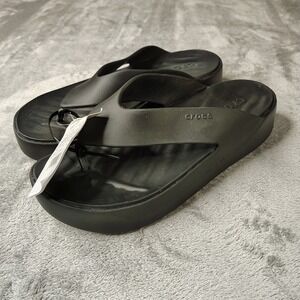 Crocs Getaway Platform Flip Sandals Womens‎ 10 Black Beach Summer Wedge Chunky